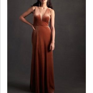 BHLDN Jenny Yoo Logan Velvet Maxi Dress English Rose